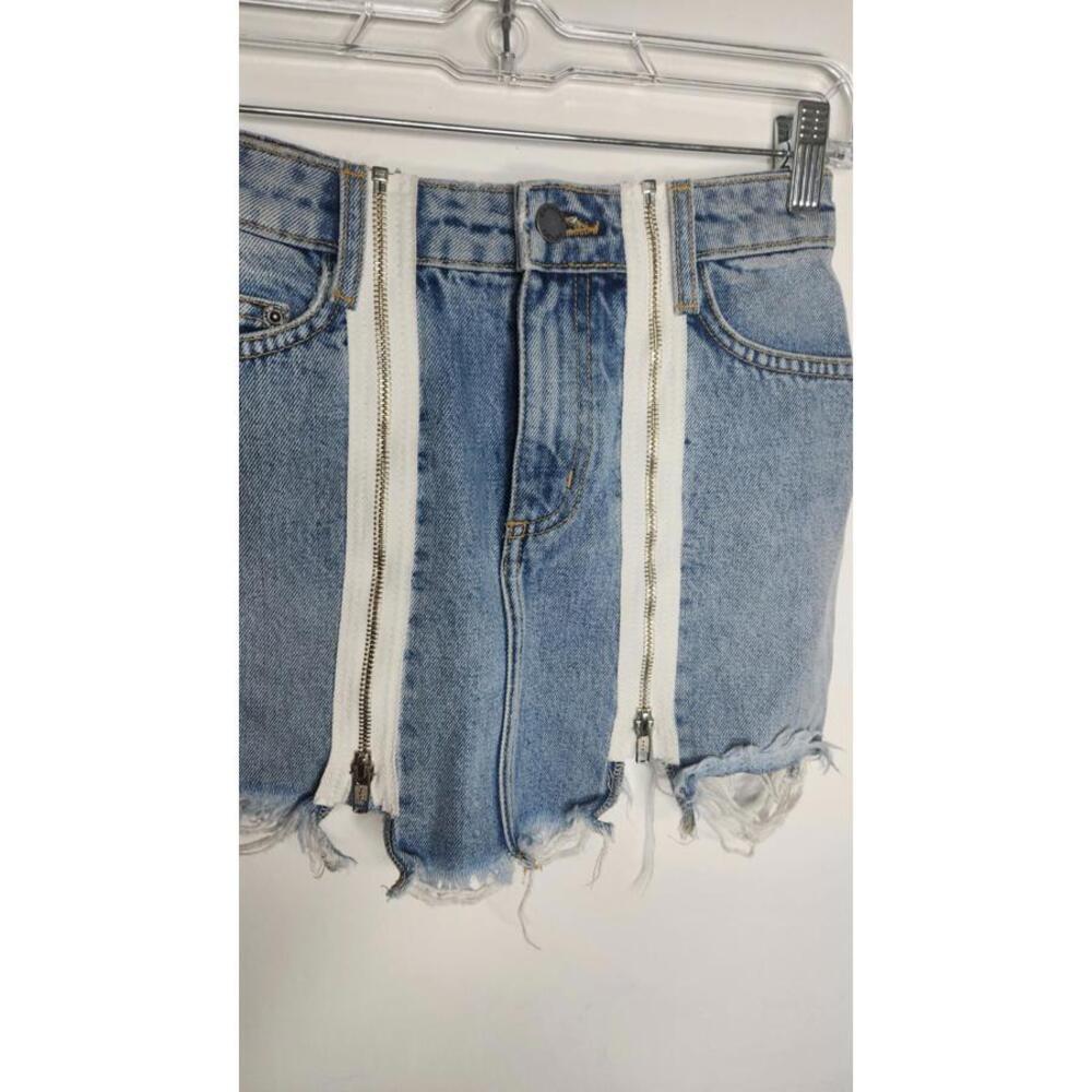 Carmar Denim Mini Skirt with Zippers Size 24 - Picture 3 of 6